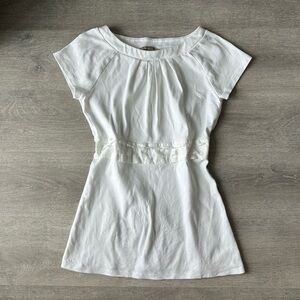 RW&CO Y2K White Short Sleeve Waist-Detail Top
